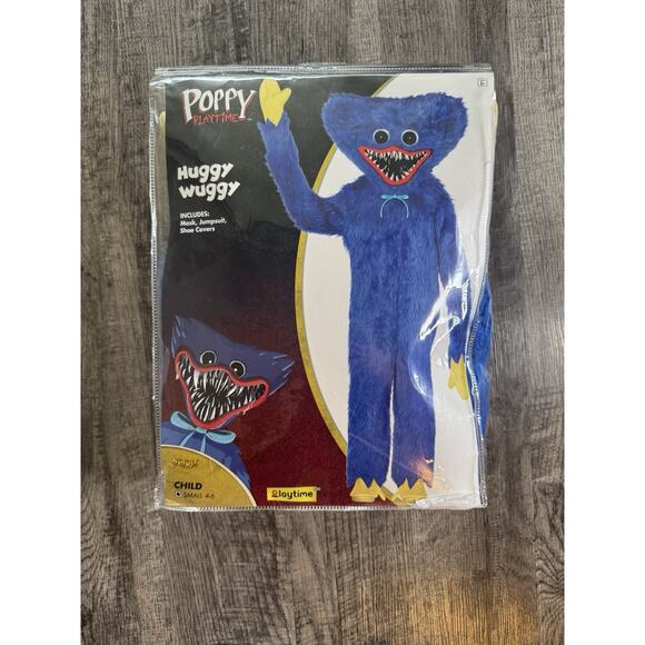 Poppy Playtime Huggy Wuggy Costume Jumpsuit Mask Shoe Covers Child Size 4-6 - Picture 5 of 8